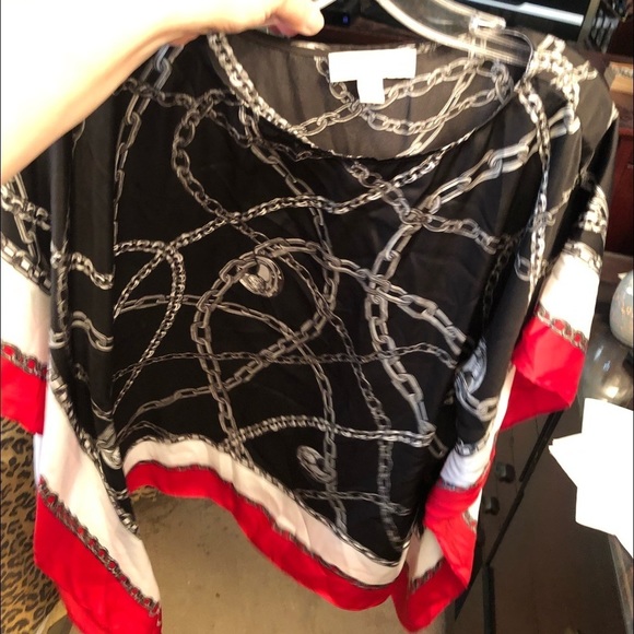 Micheal Kors sixe S-M red silky retro Versace like chain print top cover up - Picture 2 of 6